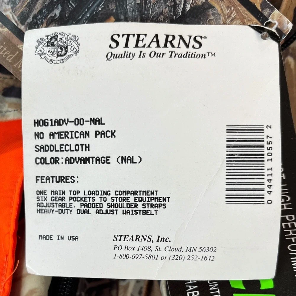 Mad Dog Gear Stearns Camo Hunting Backpack NAHC Life Member Saddlecloth USA NEW